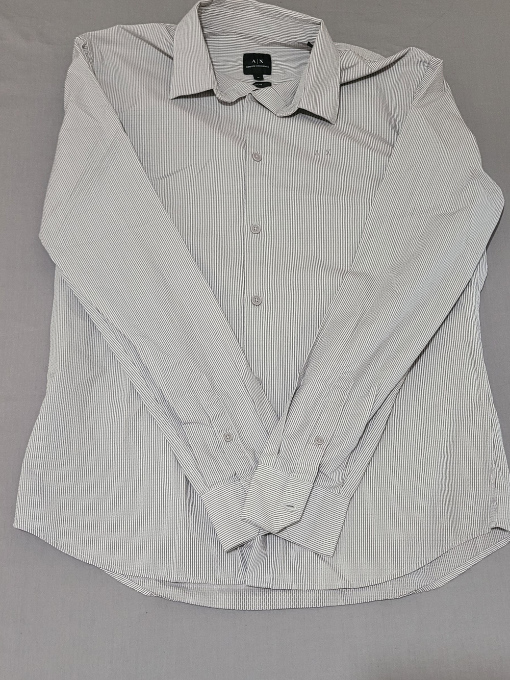 Armani Exchange Men’s White Pinstripe Dress Shirt